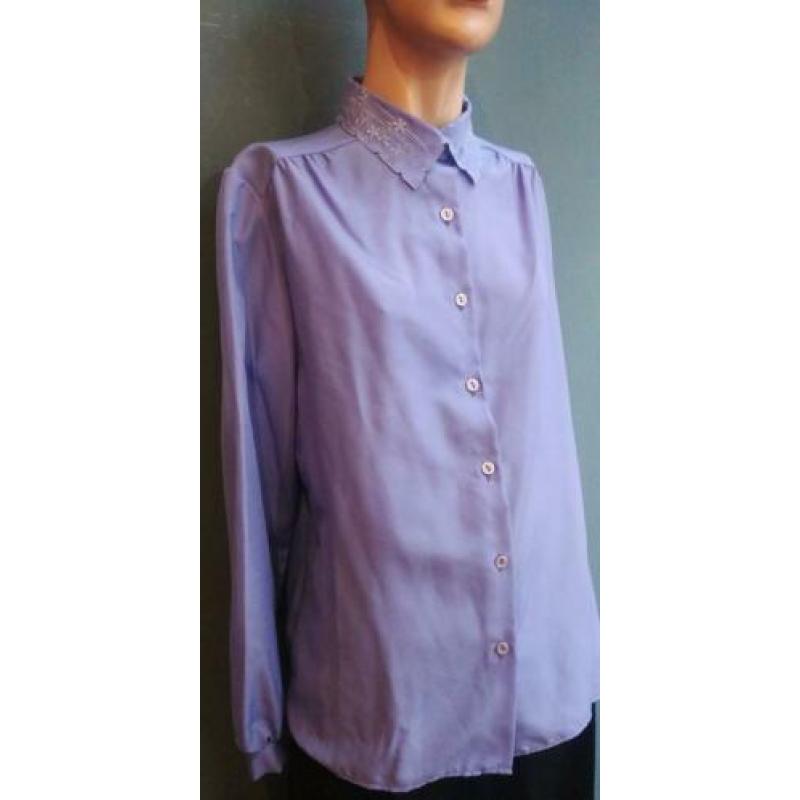 Vintage blouse (70s) met sierlijk kraagje ( MT M)