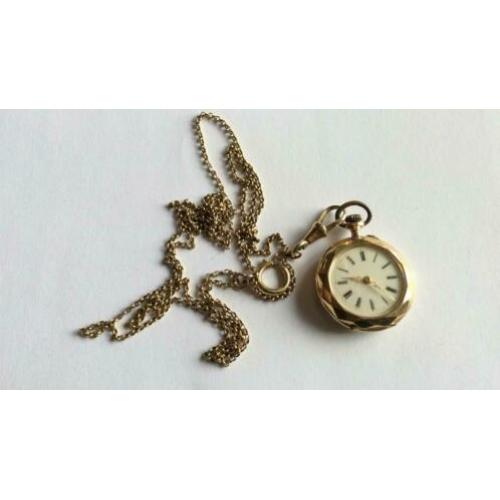 Antiek gouden dames horloge met gouden ketting (10 gr)