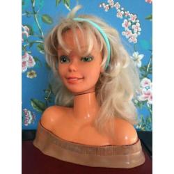 Vintage make up hoofd Mattel Barbie 1986 arco kaphoofd uniek