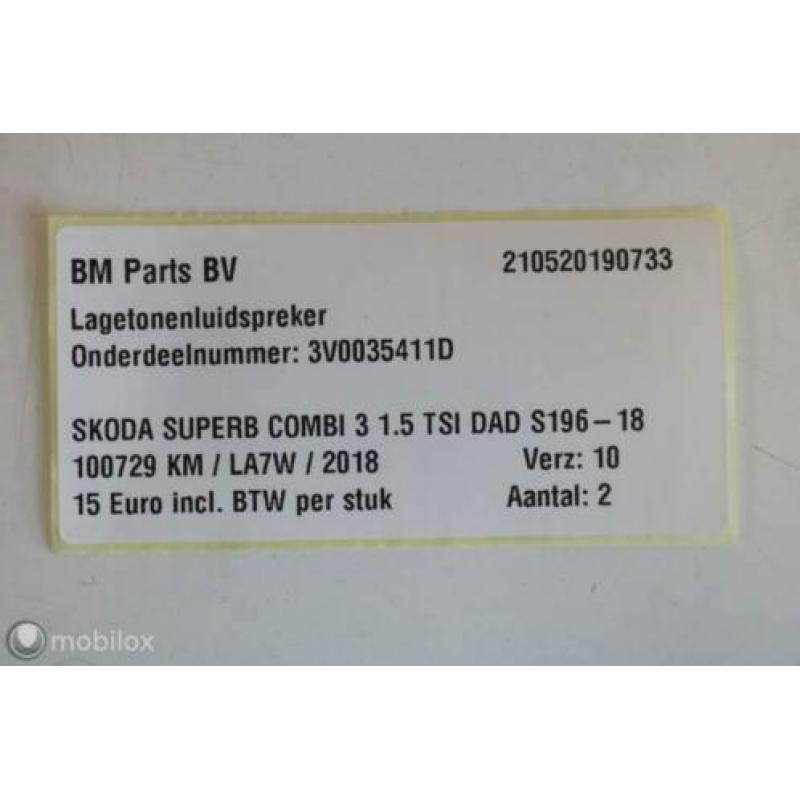 Lagetonenluidspreker Skoda Superb 3 3V0035411D