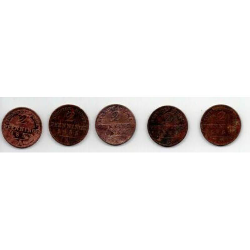 Lot Duitse Staten Preussen 2 Pfenninge 10x- #KM452 en #KM481