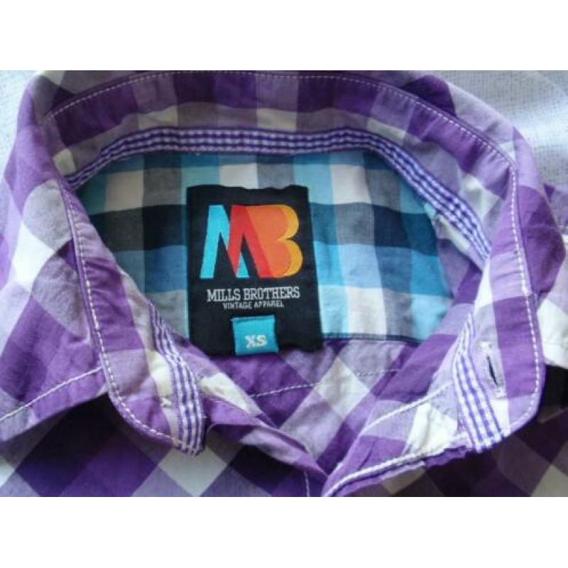 Mills Brothers: Paars/Wit Geruite Blouse maat XS