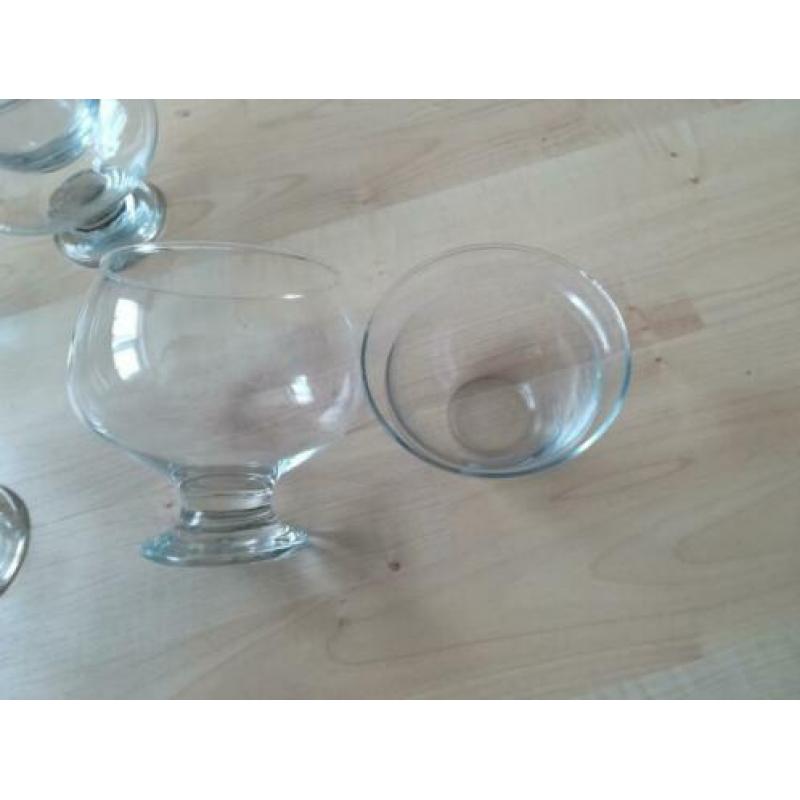 4 stuks glazen met losse inzetglazen