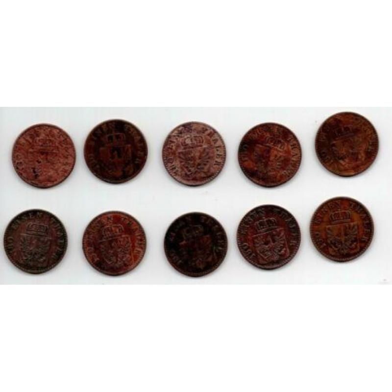 Lot Duitse Staten Preussen 2 Pfenninge 10x- #KM452 en #KM481