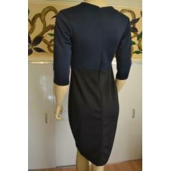 Donkerblauwe jurk met kant en lange mouwen 50s stijl 38 40