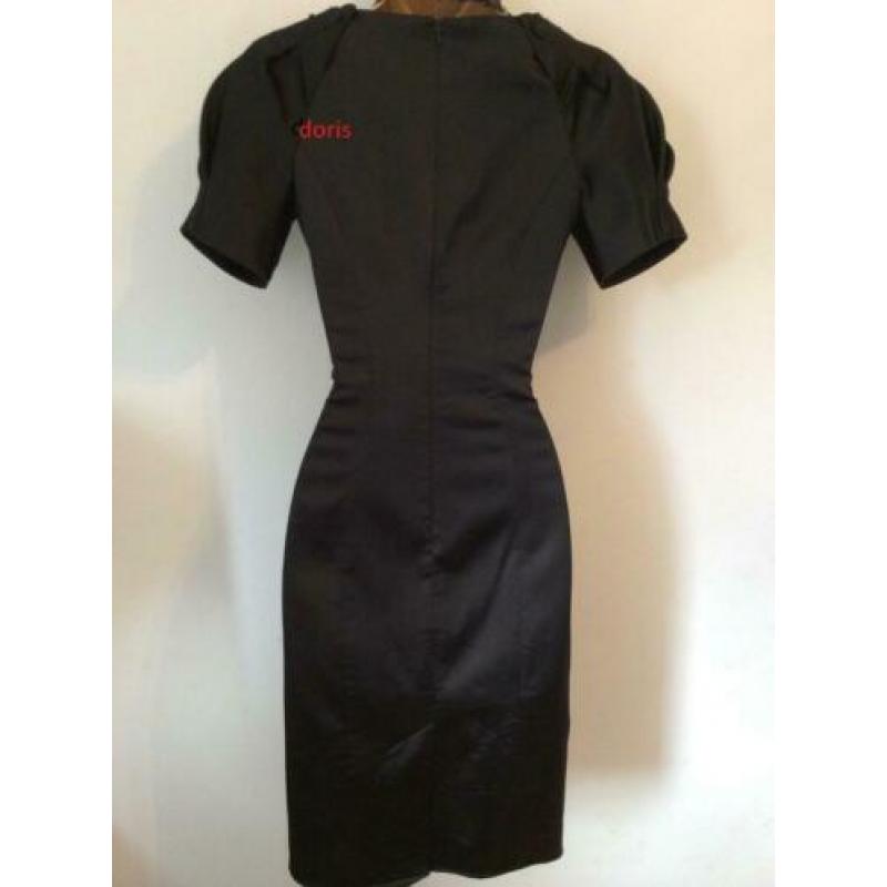 Karen Millen prachtig satijn jurk maat 10/38 zwart oksel tot