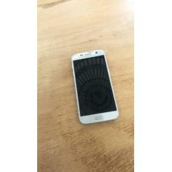 Samsung telefoon, zilver, kleine barst, verkleurd, galaxy S7