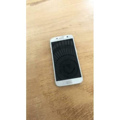 Samsung telefoon, zilver, kleine barst, verkleurd, galaxy S7