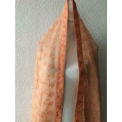 Sjaal - geborduurde - oranje kleur - 93 x 226 cm