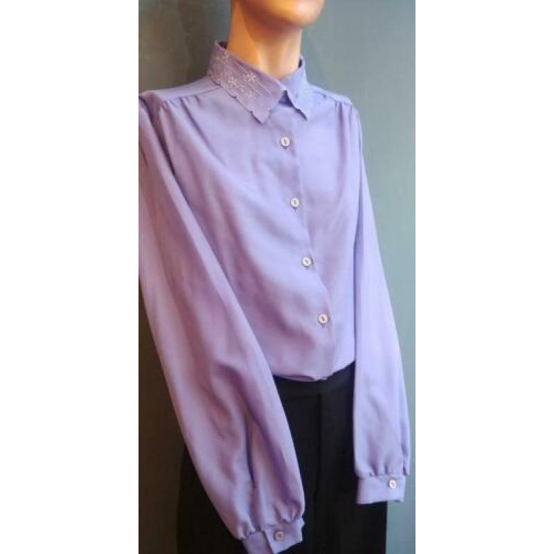 Vintage blouse (70s) met sierlijk kraagje ( MT M)