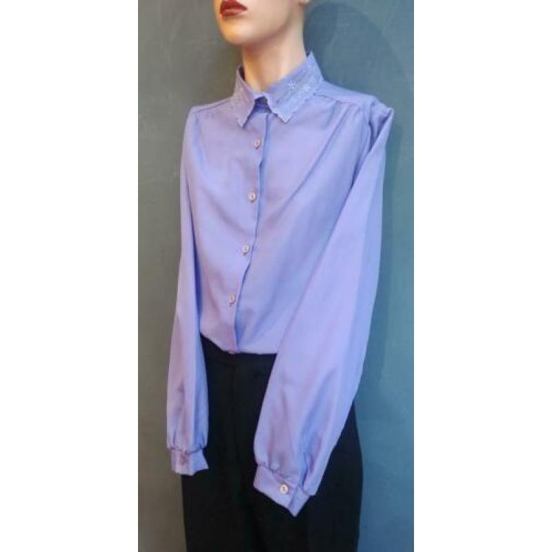 Vintage blouse (70s) met sierlijk kraagje ( MT M)
