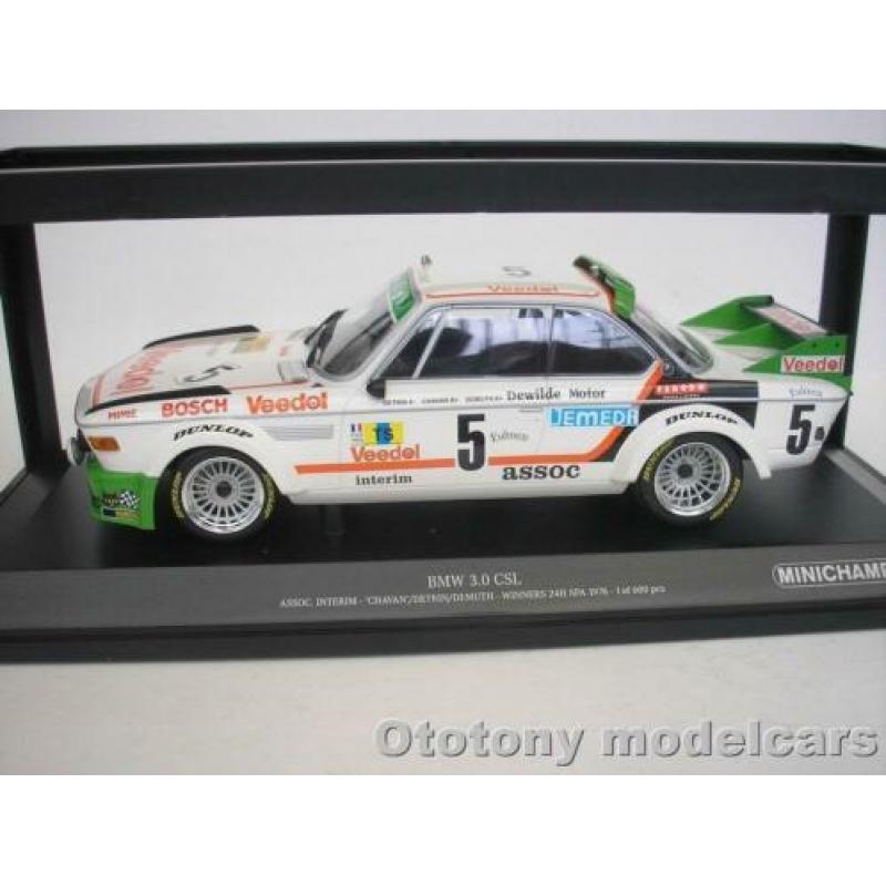 Bmw 3.0 CSL #5 24hrs Spa 1976 1/18 Minichamps
