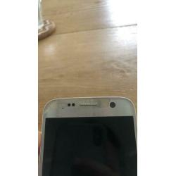 Samsung telefoon, zilver, kleine barst, verkleurd, galaxy S7