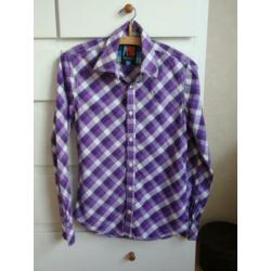 Mills Brothers: Paars/Wit Geruite Blouse maat XS