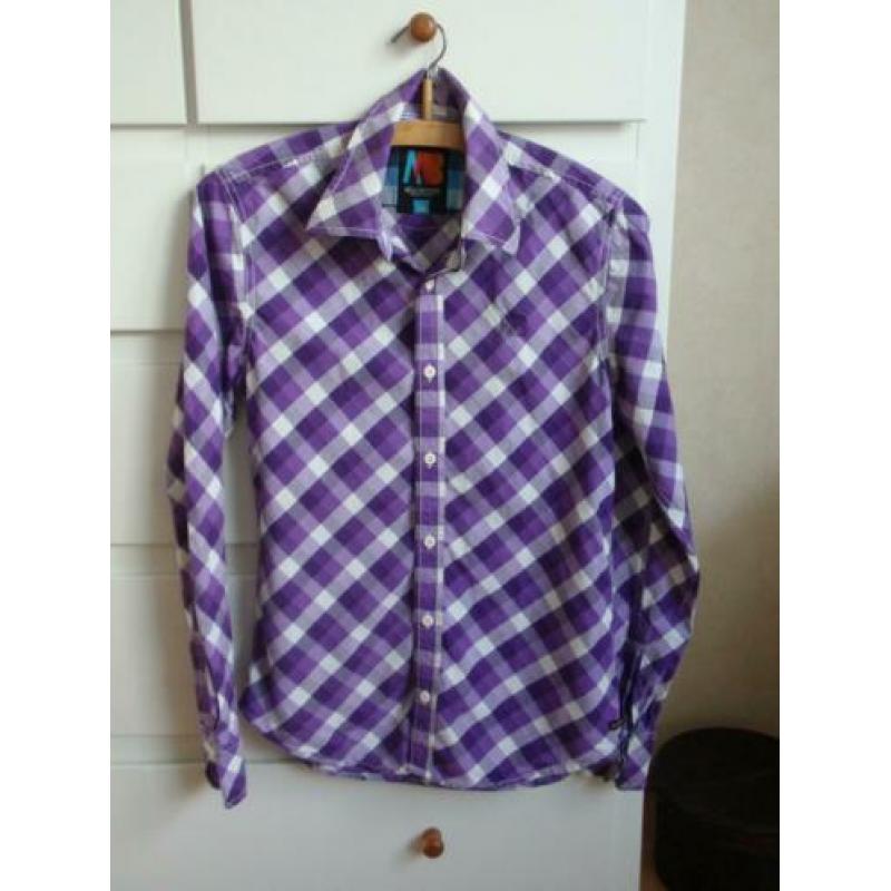 Mills Brothers: Paars/Wit Geruite Blouse maat XS