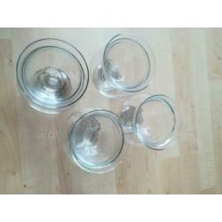 4 stuks glazen met losse inzetglazen
