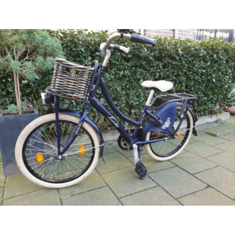 Mooie Loekie meisjesfiets denim blauw 20 inch met mandje