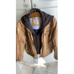 Leren Jack met capuchon, mt XL