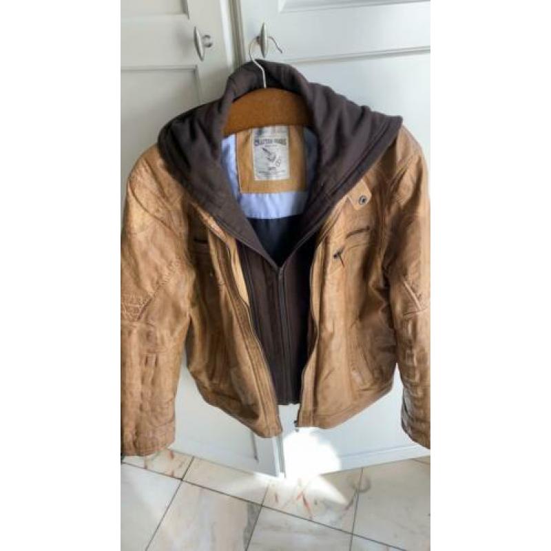 Leren Jack met capuchon, mt XL