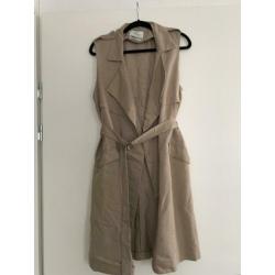 Bershka lange gilet blazer beige maat L als nieuw!