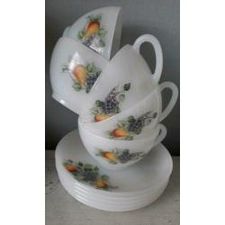 5 arcopal kop en schotels, Fleur de France