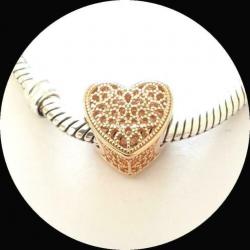 Pandora Rose gouden Hart 781811 / zilveren bedel