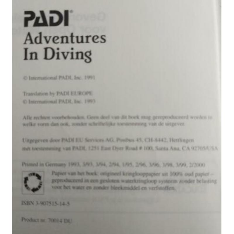 PADI - Adventures in diving (Dutch Edition)