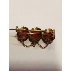 Mooie 14 karaat gouden Broche met Bloedkoralen