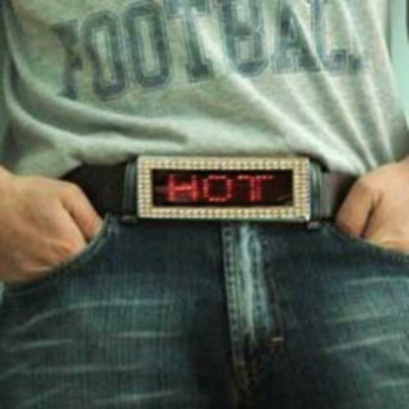 Led matrix gespen met riem + petten, feestartikel, OPRUIMING