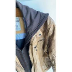 Leren Jack met capuchon, mt XL
