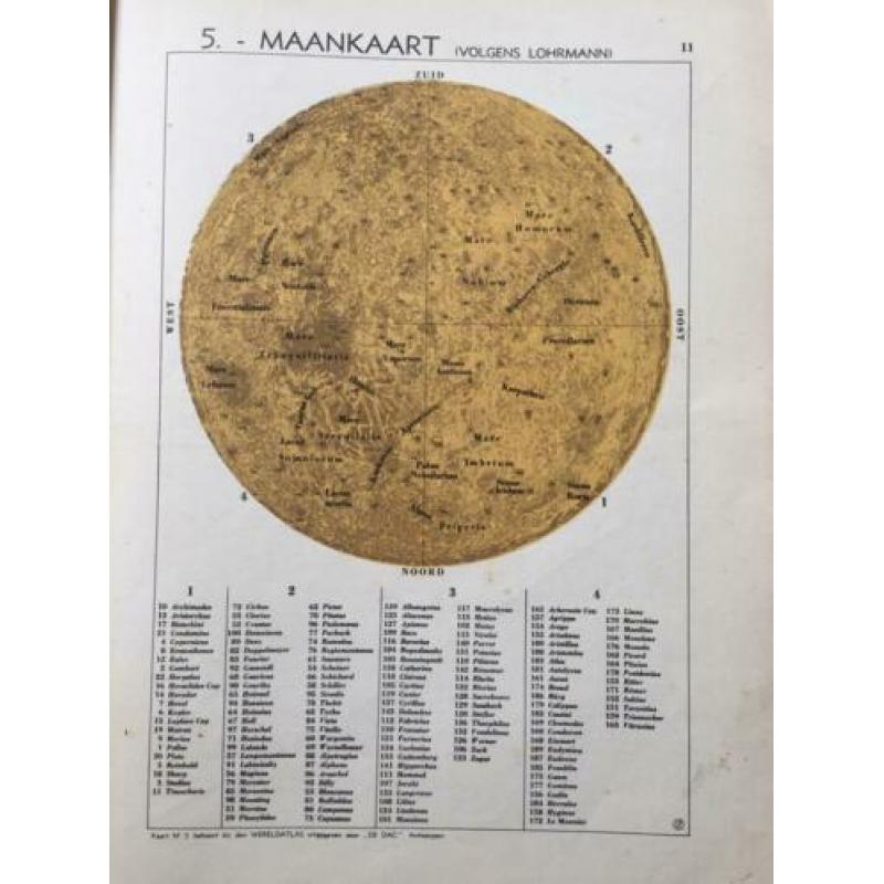 Atlas afbeeldingen 1938 bijna antiek maan noordpool wereld