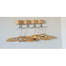 3 Schilderij-Kapstok-3 Kleding/hangers met Dieren ALS NIEUW