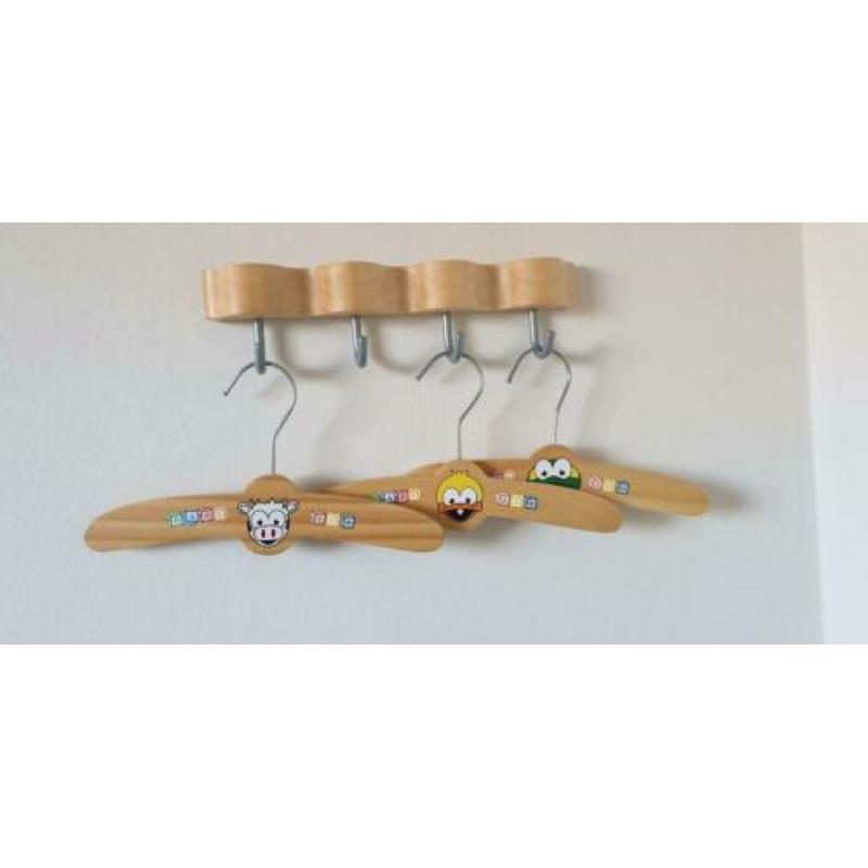 3 Schilderij-Kapstok-3 Kleding/hangers met Dieren ALS NIEUW