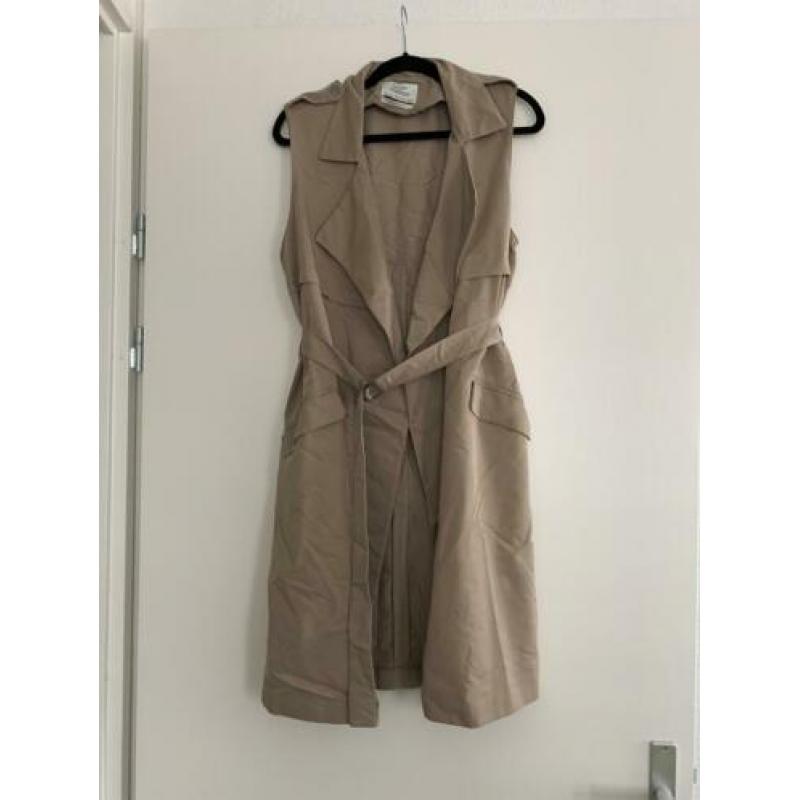 Bershka lange gilet blazer beige maat L als nieuw!