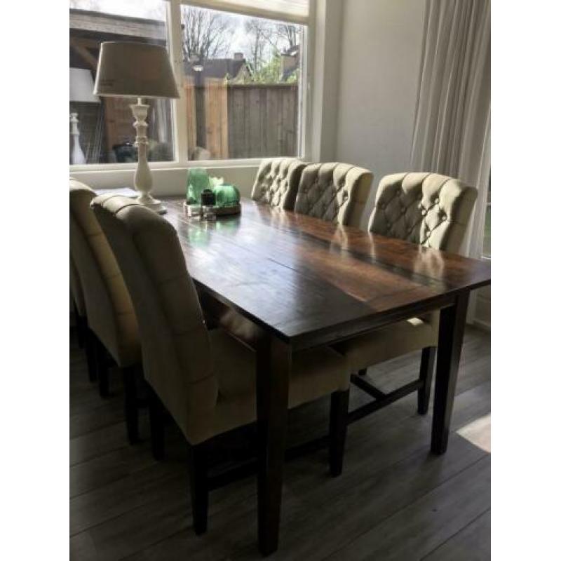 Mooie kersenhouten eettafel met laden