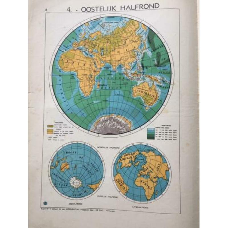Atlas afbeeldingen 1938 bijna antiek maan noordpool wereld