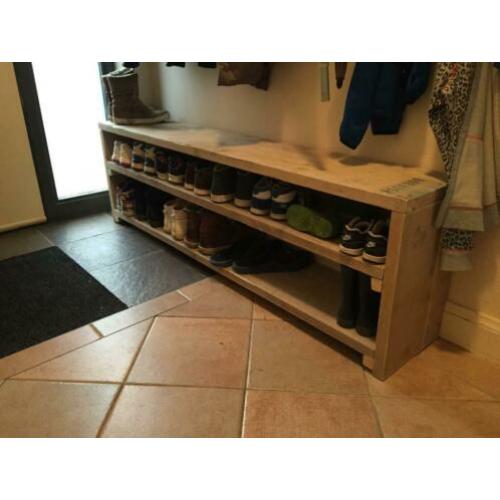 Schoenenrek van gebruikt steigerhout 150 cm breed