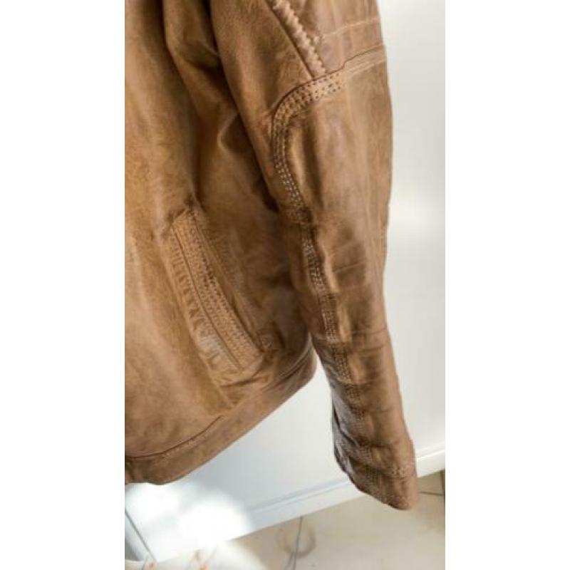 Leren Jack met capuchon, mt XL