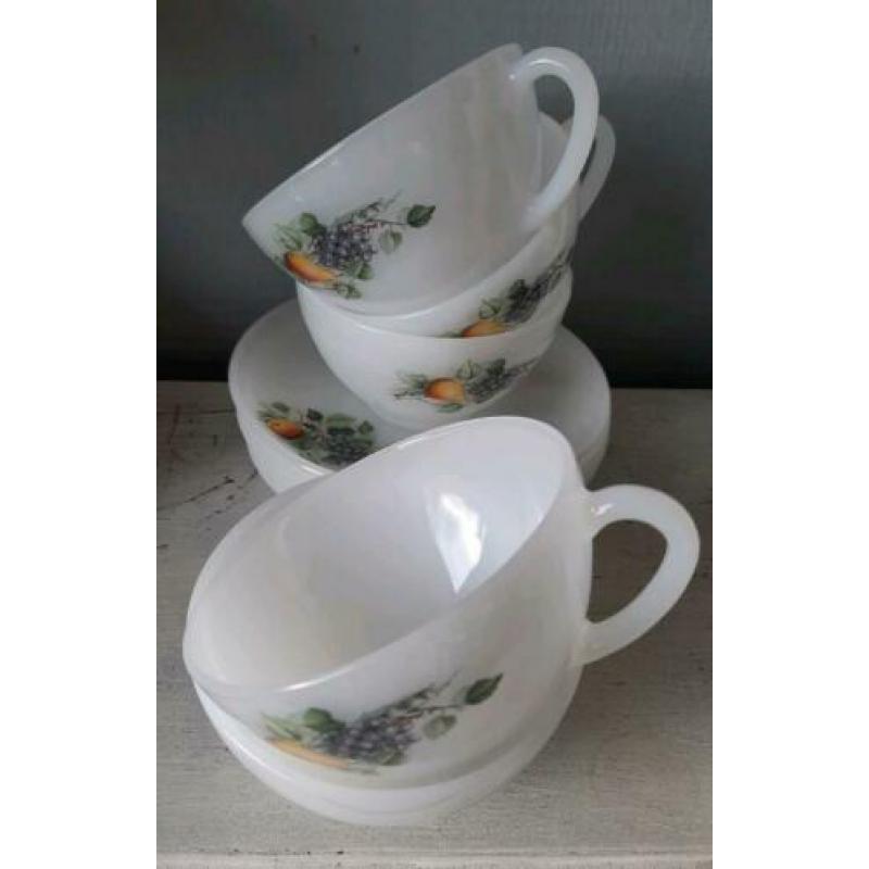 5 arcopal kop en schotels, Fleur de France