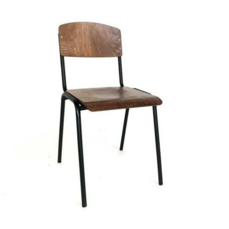 New vintage Iso wood barkrukken tabourets zwart frame 768
