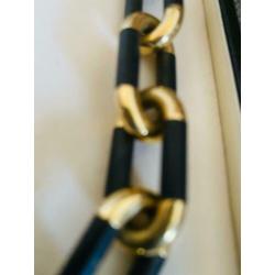 Collier geel goud en ebbenhout, 50 cm
