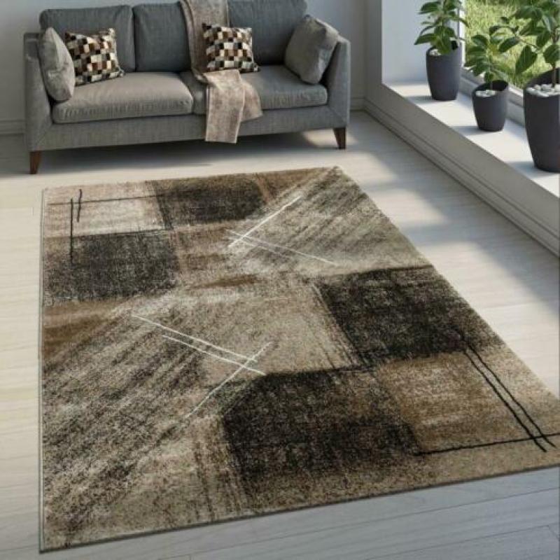 Modern tapijt Donker Bruin 60 x 100 cm t/m 240 x 340 cm