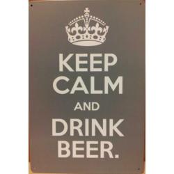 Keep Calm and drink bier reclamebord van metaal 30x20cm