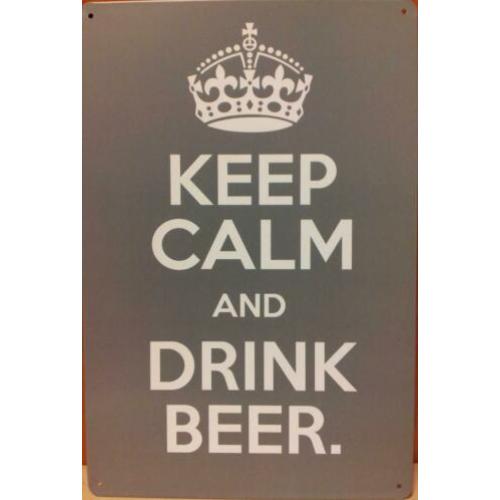 Keep Calm and drink bier reclamebord van metaal 30x20cm