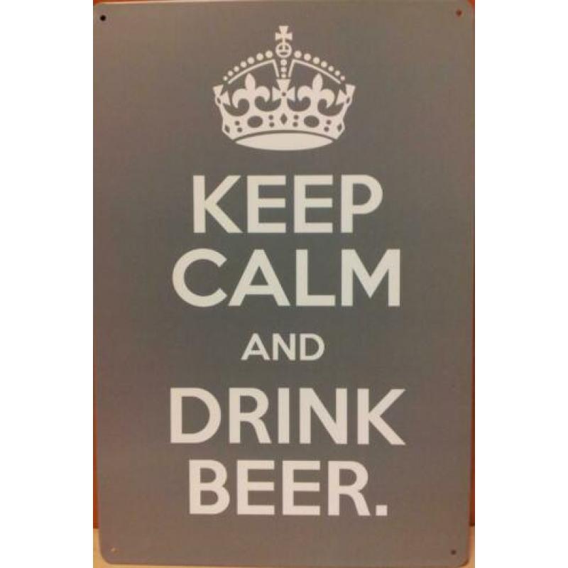 Keep Calm and drink bier reclamebord van metaal 30x20cm