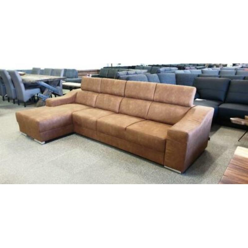 n605 cognac bruin leder hoekbank
