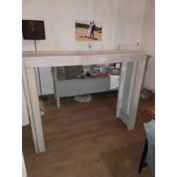 Tafel smal met kruk steigerhout