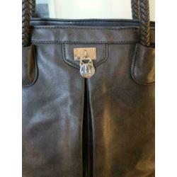 H&D mooie grijze leren shopper tas NIEUW