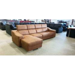 n605 cognac bruin leder hoekbank
