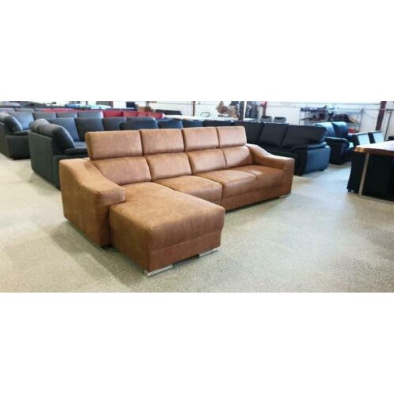 n605 cognac bruin leder hoekbank